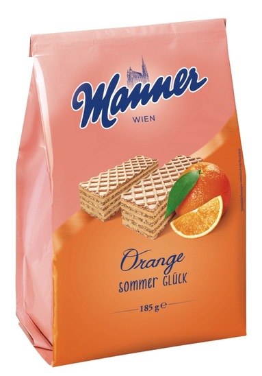 Napolitanke z okusom pomaranče, Manner, 185 g