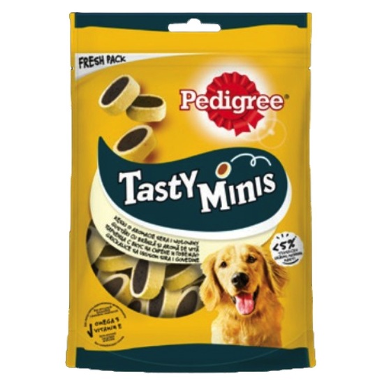 Prigrizek za pse Tasty Minis, Cheesy Nibbles, Pedigree, 140 g