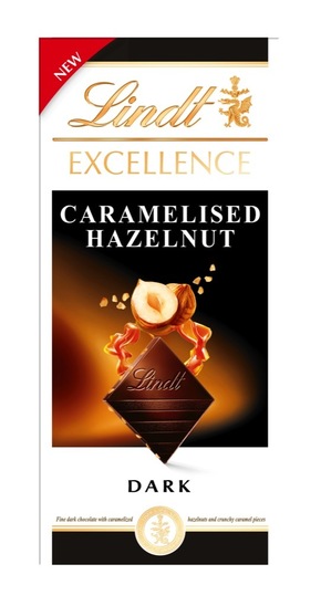 Temna čokolada Excellence s karamelo in lešniki, Lindt, 100 g