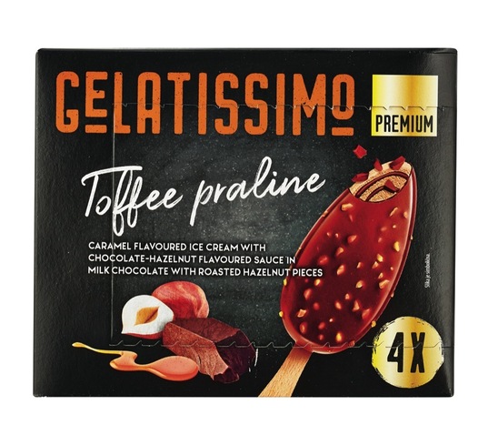 Sladoled na palčki, Toffee praline, Gelatissimo, 4 x 110 ml