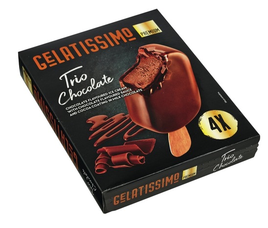 Sladoled na palčki, Trio čokolada, Gelatissimo, 4 x 90 ml