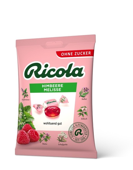 Zeliščni bonboni, malina, Ricola, 75 g