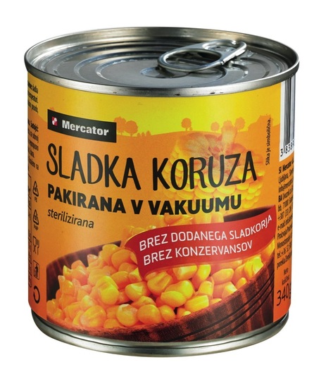 Sladka koruza, Mercator, 340 g