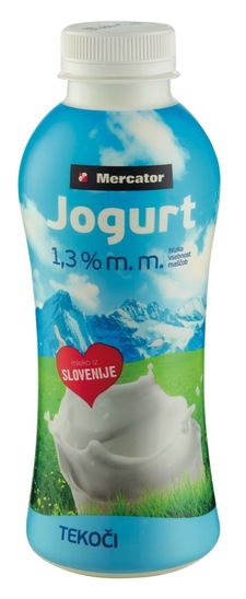 Tekoči jogurt, 1,3% m.m., Mercator, 500 ml