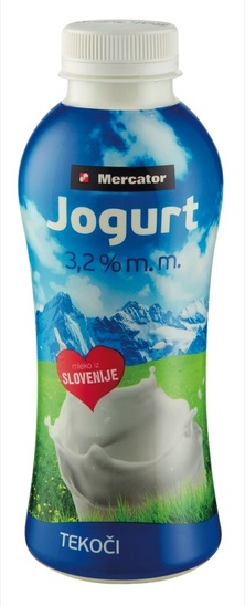 Tekoči jogurt, 3,2% m.m., Mercator, 500 ml