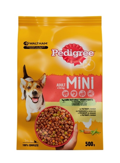 Hrana za pse Adult mini, piščanec in zelenjava, Pedigree, 500 g