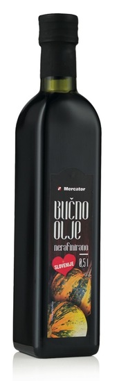 Nerafinirano 100 % bučno olje, Mercator, 500 ml