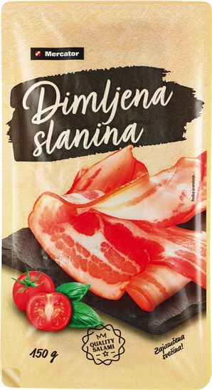 Narezek dimljena slanina, Mercator, pakirano, 150 g