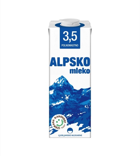 Trajno polnomastno Alpsko mleko, 3,5 % m.m., Ljubljanske mlekarne, 1 l