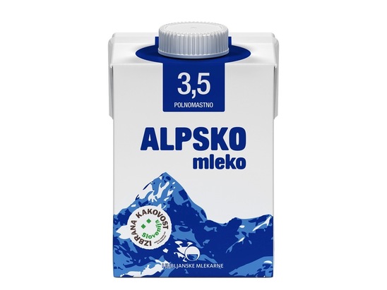 Trajno polnomastno Alpsko mleko, 3,5 % m.m., Ljubljanske mlekarne, 0,5 l