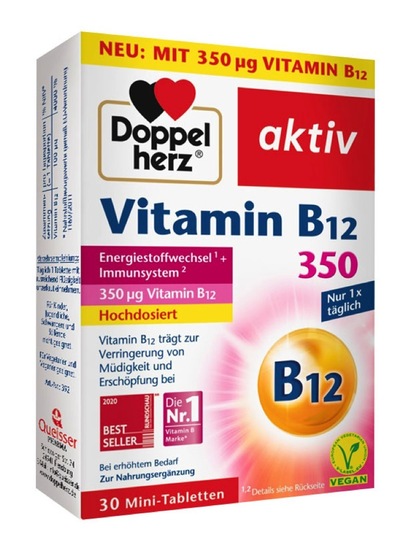 Šumeče tablete, Vitamin B12 350 mcg, Doppelherz, 30 tablet