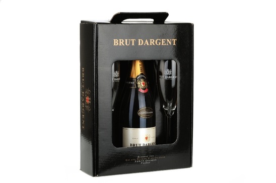 Brut D'Argent, peneče vino, Chenet, 0,75 l + 2 kozarca