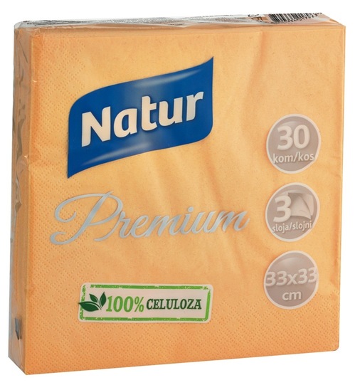 Servieti Premium, oranžna, Natur, 33 x 33 cm, 30/1