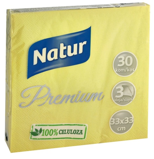Servieti Premium, rumena, Natur, 33 x 33 cm, 30/1
