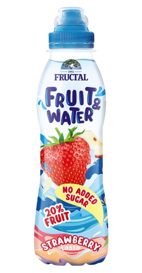 Negazirana voda z okusom Fruit Water, jagoda, Fructal, 0,4 l