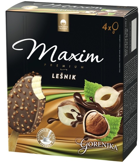 Sladoled na palčki, lešnik, Maxim Premium, 4 x 100 ml