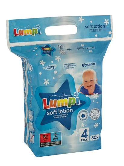 Otroški vlažilni robčki Lumpi Soft Losion, 4 x 80 kosov
