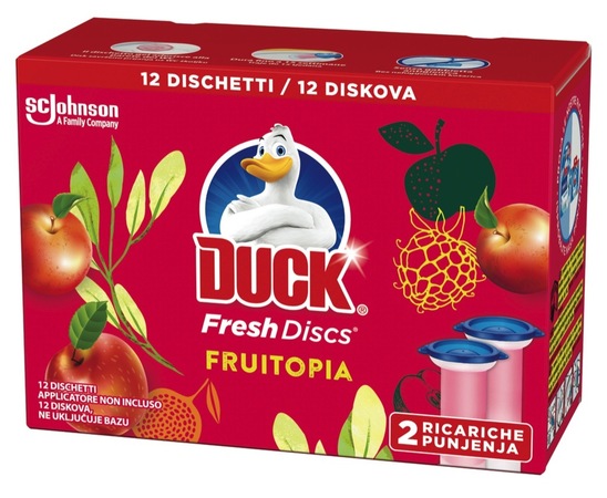 Osvežilec za WC Fresh Discs, Fruitopia, dvojno polnilo, Duck, 72 ml