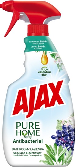 Čistilo za kopalnico v spreju, Ajax Pure Antibacterial Elderflower, 500 ml