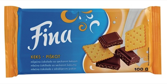 Čokolada s keksom, Fina, 100 g