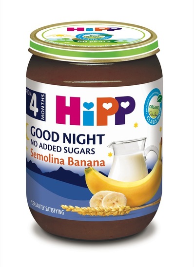 Bio sadna kašica za lahko noč z mlečnim pripravkom in banano, od 4. meseca starosti, Hipp, 190 g