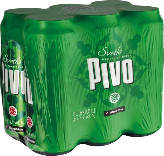 Pivo, Mercator, 4,9 % alkohola, 6 x 0,5 l