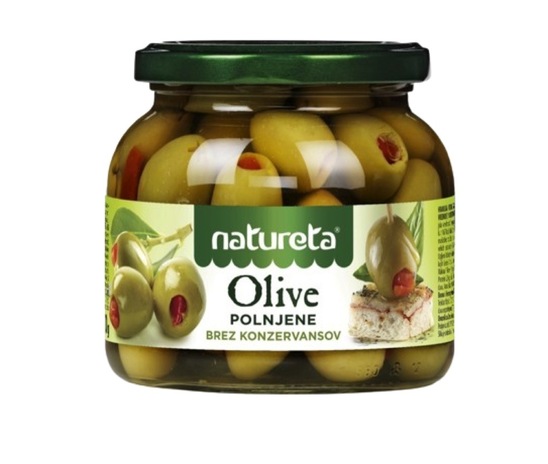Zelene olive s papriko, Natureta, 530 g