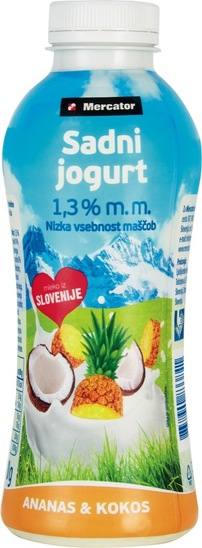Sadni jogurt, ananas in kokos, Mercator, 500 g