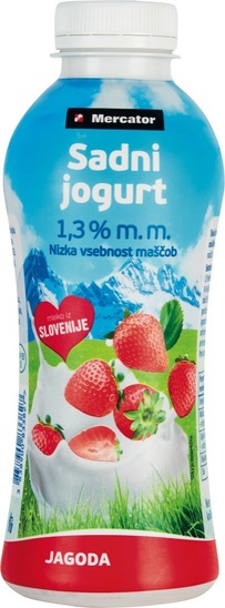 Sadni jogurt, jagoda, Mercator, 500 g