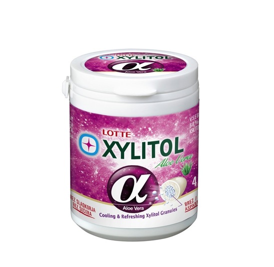 Žvečilni gumi Xylitol Alpha aloe vera, Lotte, 86 g