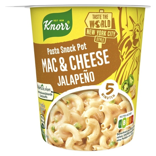 Testenine Mac & Cheese s jalapeno, Pasta Snack, Knorr, 62 g