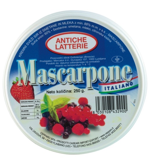 Sveži sir Mascarpone, Antiche Latterie, 250 g