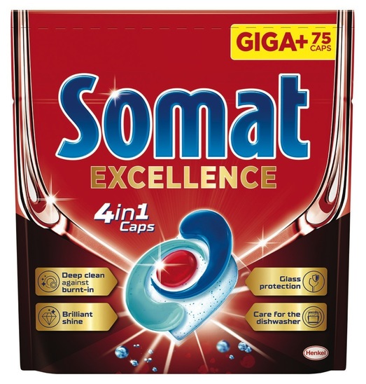 Detergent za strojno pomivanje posode, Somat Excellence, 75 pranj