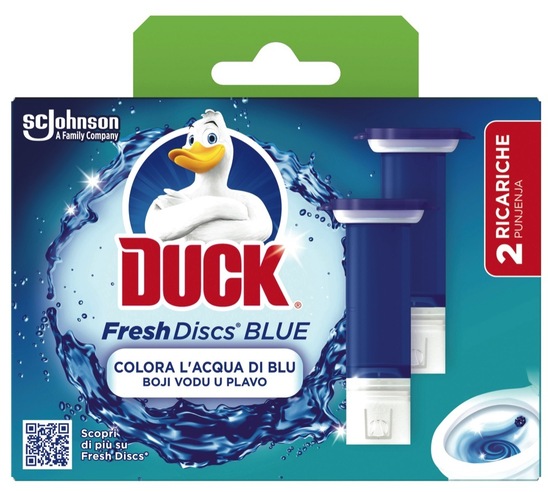 Osvežilec za WC Fresh Discs, Bluing, dvojno polnilo, Duck, 72 ml