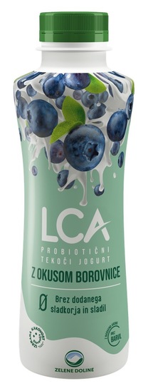 Tekoči jogurt LCA Nula, borovnica, Zelene Doline, 500 g