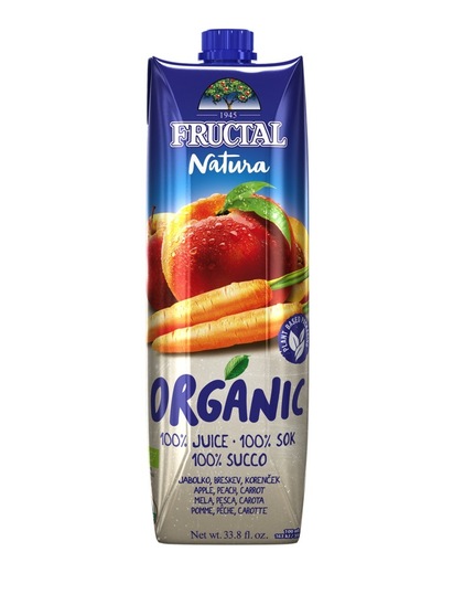 Sok Natur Organic, breskev in korenček, Fructal, 1 l