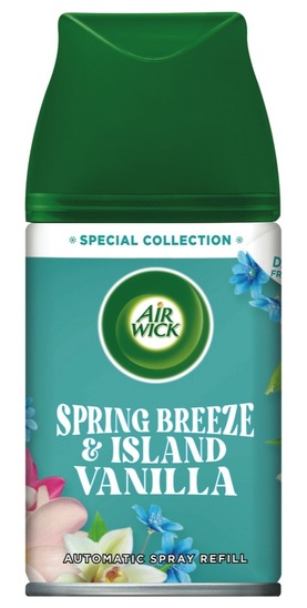 Baterijski osvežilec, Spring Breeze & Island Vanilla, polnilo, AirWick Freshmatic, 250 ml