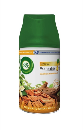 Baterijski osvežilec, Vanilla & Sandalwood, polnilo, AirWick Freshmatic, 250 ml