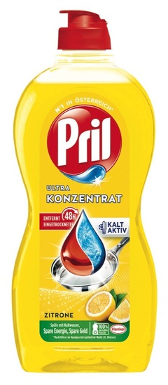 Detergent za pomivanje posode, limona, Pril Power, 450 ml