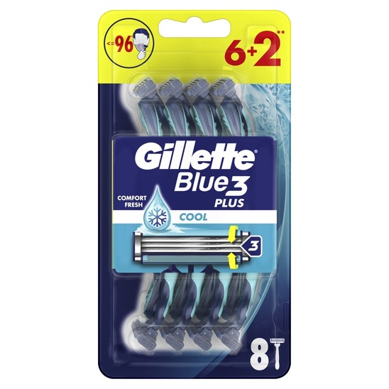 Brivnik Blue3 Cool, Gillette, 6 + 2 kosov, za enkratno uporabo