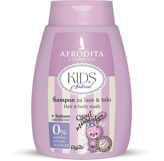 Šampon za lase & telo & balzam Kids Natural, Afrodita, 200 ml