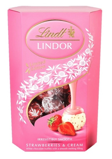 Bonboniera Lindor, jagoda in smetana, Lindt, 200 g