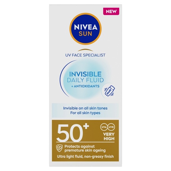 Krema za zaščito obraza pred soncem, UV Face Specialist Invisible Daily fluid, SPF 50+, Nivea Sun, 40 ml