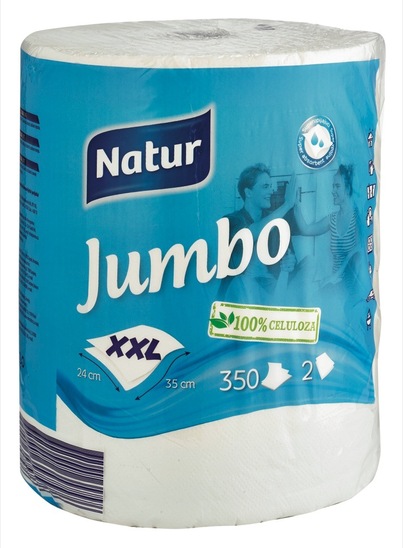 Papirnate brisače Jumbo, Natur, 2-slojne