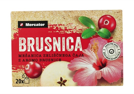 Čaj brusnica, Mercator, 40 g