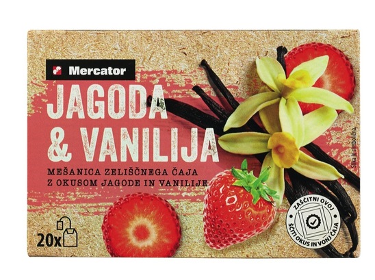 Čaj jagoda in vanilija, Mercator, 40 g