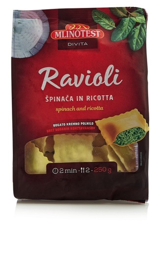 Polnjeni ravioli s špinačo in ricotto, Divita, 250 g