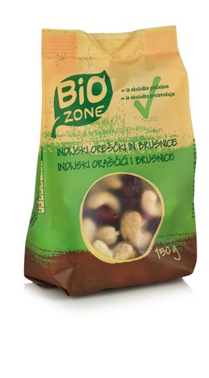 Mešanica indijskih oreščkov in brusnic, Bio Zone, 150 g
