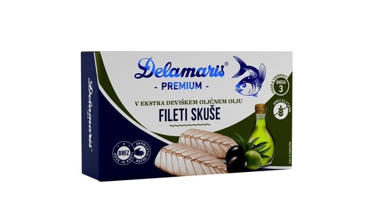 Fileti skuše v ekstra deviškem oljčnem olju, Delamaris, 125 g