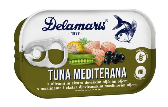Tuna Mediterana v ekstra deviškem oljčnem olju, Delamaris, 105 g